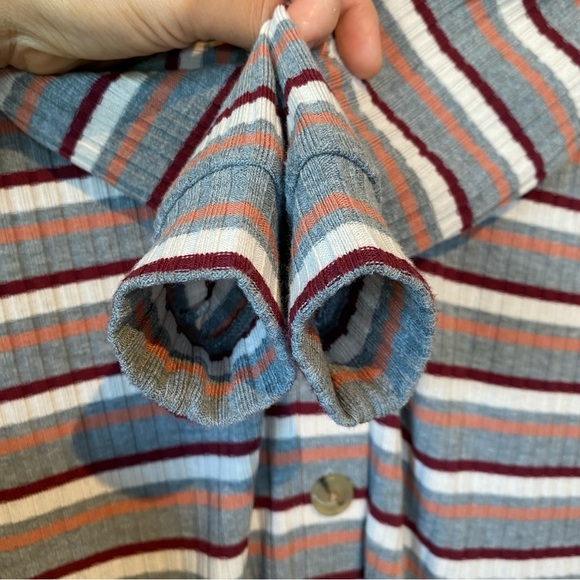 Loft Stripe Ribbed Button Down Long Sleeve Duster Cardigan Dress Size XXS - Picture 12 of 16